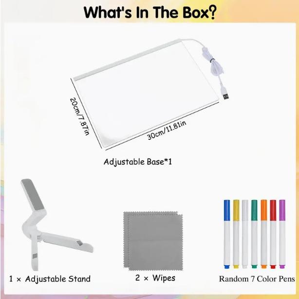 お絵描きボード ノートボード 光る アクリルメッセージボード カラー付き製お絵かきボード 7色のペン付き スタンド付き 繰り返し書 | ブランド登録なし | 17
