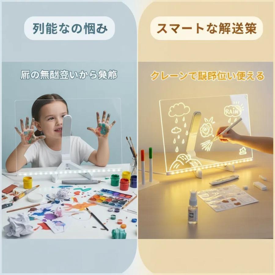 お絵描きボード ノートボード 光る アクリルメッセージボード カラー付き製お絵かきボード 7色のペン付き スタンド付き 繰り返し書 | ブランド登録なし | 05