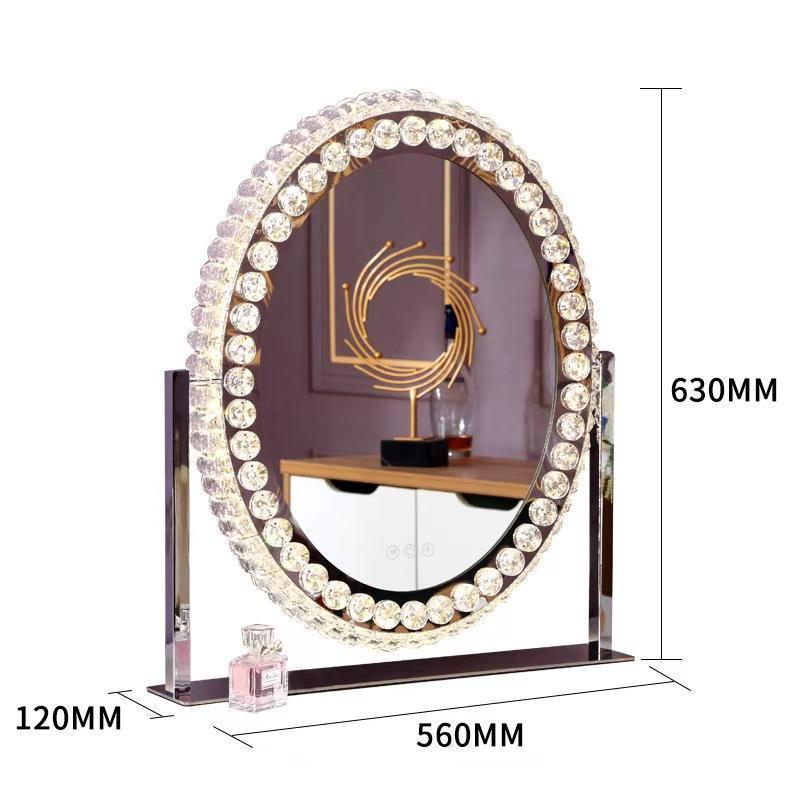女優ミラー おしゃれ クリスタル 三色調光?無段階調光 LEDライト付き ドレッサー ハリウッドミラー 化粧鏡 女優鏡 卓上ミラー LEDミラー スタンドミラー | ブランド登録なし | 12
