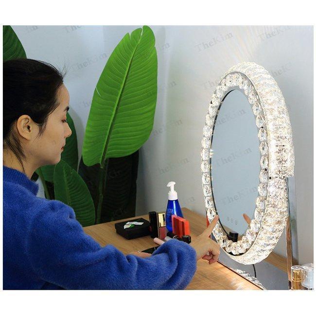 女優ミラー おしゃれ クリスタル 三色調光?無段階調光 LEDライト付き ドレッサー ハリウッドミラー 化粧鏡 女優鏡 卓上ミラー LEDミラー スタンドミラー | ブランド登録なし | 08