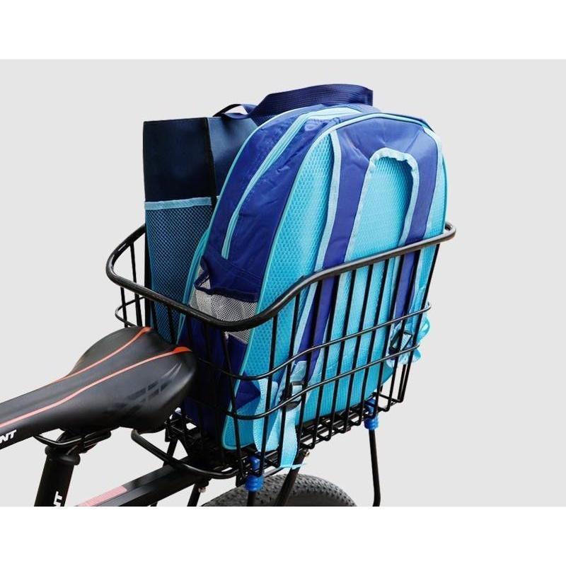 自転車用 リアバスケット 後ろカゴ 後ろかご 固定式 大容量 反射板付き スチール 荷物 荷台 通勤 通学 買い物 ブラック 黒 |  | 03