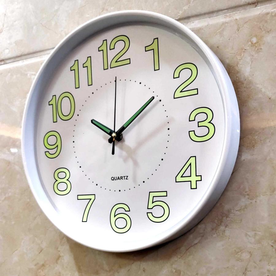夜光 軽量 壁掛け時計 静音 デジタル 夜光る 掛け時計 ウォールクロック 見やすい 夜でも見える 蓄光塗料 静か PVC おしゃれ 非電波 直径30 |  | 02
