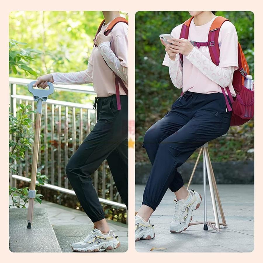 ステッキチェア 折りたたみ杖 超軽量 登山杖 アルミ製 脚杖椅子 アウトドア ストック 座れる つえ 高齢者 滑り止め スティック 持ち運び介護 福祉用具 敬老の日 | ブランド登録なし | 01