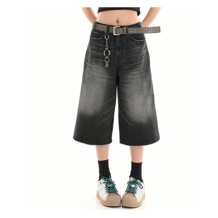 デニム ハーフパンツ デニムパンツ ジーンズ 春 7分丈 レディース メンズ クロップド丈 春服 ショートパンツ ワイド クロップドパンツ デニムパン | ブランド登録なし | 11