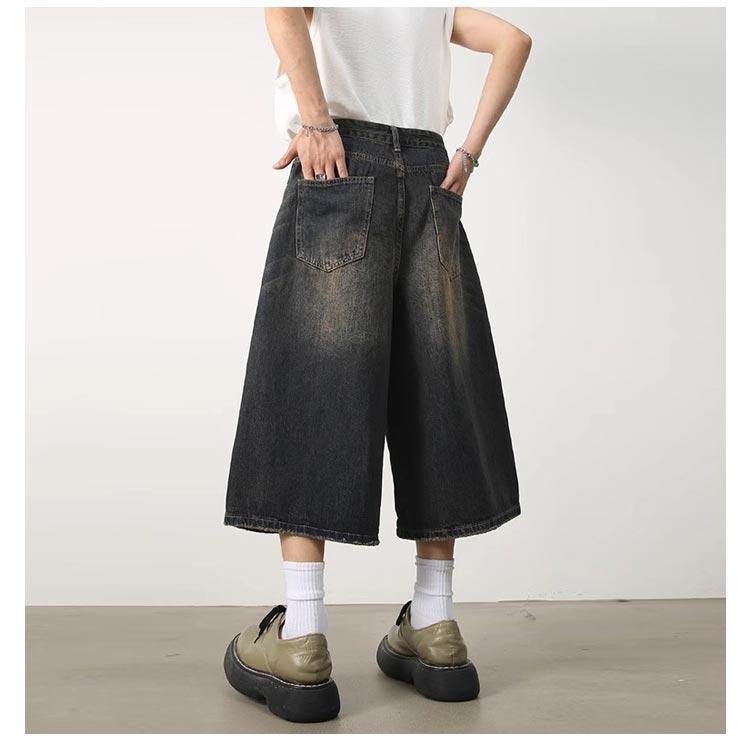 デニム ハーフパンツ デニムパンツ ジーンズ 春 7分丈 レディース メンズ クロップド丈 春服 ショートパンツ ワイド クロップドパンツ デニムパン | ブランド登録なし | 16