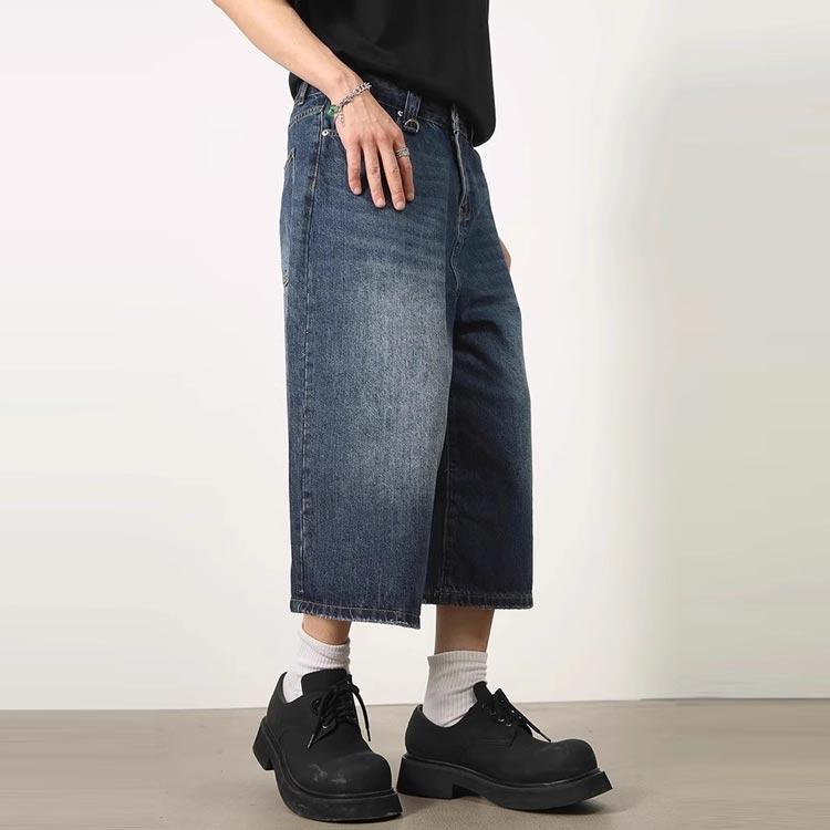 デニム ハーフパンツ デニムパンツ ジーンズ 春 7分丈 レディース メンズ クロップド丈 春服 ショートパンツ ワイド クロップドパンツ デニムパン | ブランド登録なし | 02
