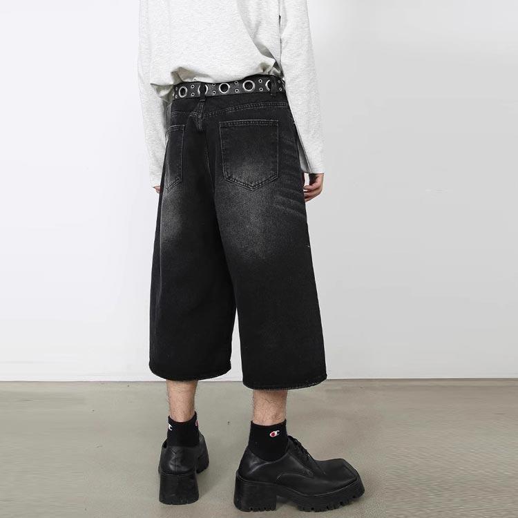 デニム ハーフパンツ デニムパンツ ジーンズ 春 7分丈 レディース メンズ クロップド丈 春服 ショートパンツ ワイド クロップドパンツ デニムパン | ブランド登録なし | 03