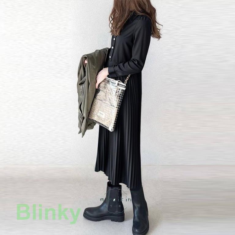 ワンピース春40代 プリーツ 切り替え ドッキングワンピース ロングワンピース ワンピース長袖 シャツカラー 通学通勤20代30代 フォーマル50代 春秋 ワンピース | ブランド登録なし | 07