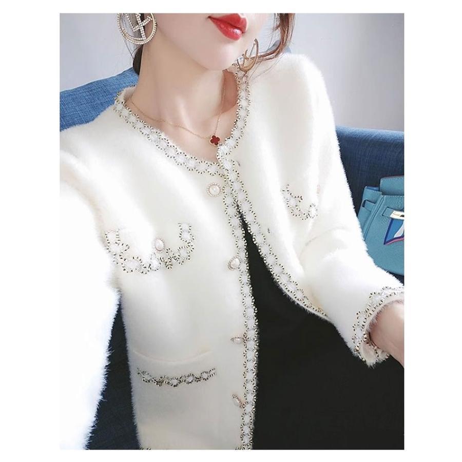 ツイードジャケット風 カーディガン レディース アウター ふわふわ ニットカーディガン ジャケット 羽織り 春 秋 冬 暖かい 可愛い 長袖 フォーマ | ブランド登録なし | 14