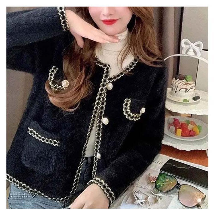 ツイードジャケット風 カーディガン レディース アウター ふわふわ ニットカーディガン ジャケット 羽織り 春 秋 冬 暖かい 可愛い 長袖 フォーマ | ブランド登録なし | 18