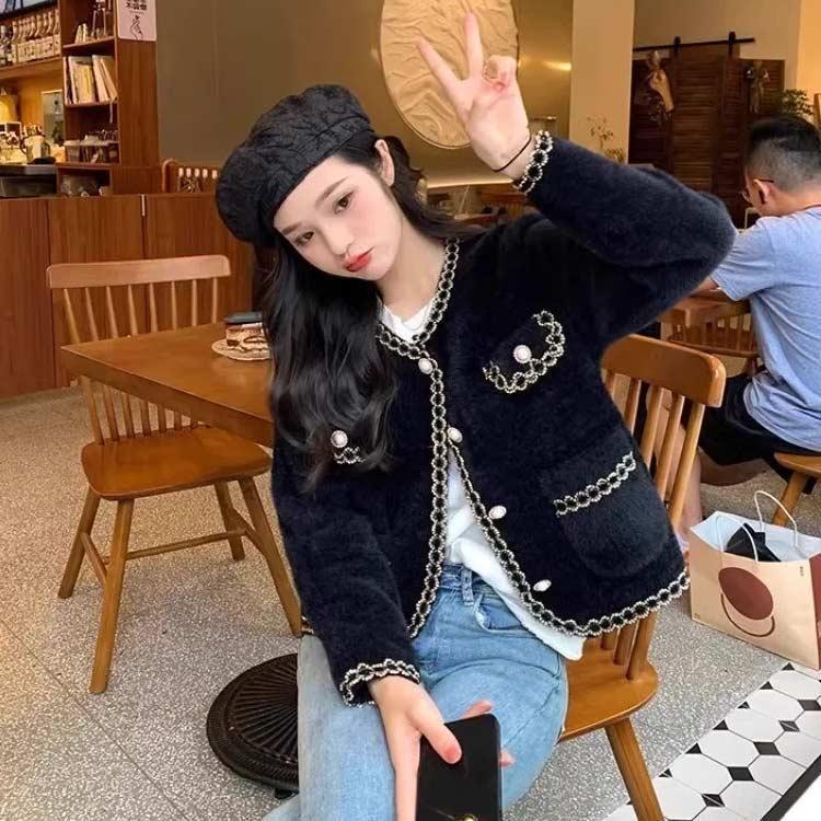 ツイードジャケット風 カーディガン レディース アウター ふわふわ ニットカーディガン ジャケット 羽織り 春 秋 冬 暖かい 可愛い 長袖 フォーマ | ブランド登録なし | 03