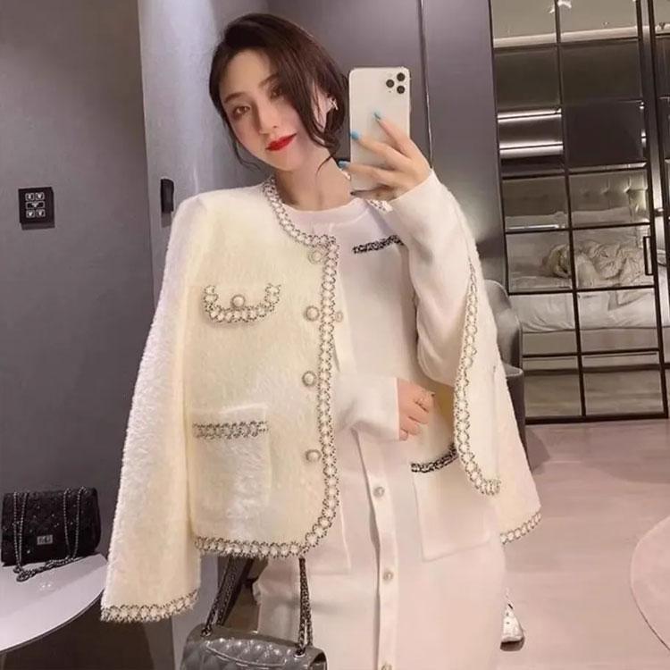 ツイードジャケット風 カーディガン レディース アウター ふわふわ ニットカーディガン ジャケット 羽織り 春 秋 冬 暖かい 可愛い 長袖 フォーマ | ブランド登録なし | 04