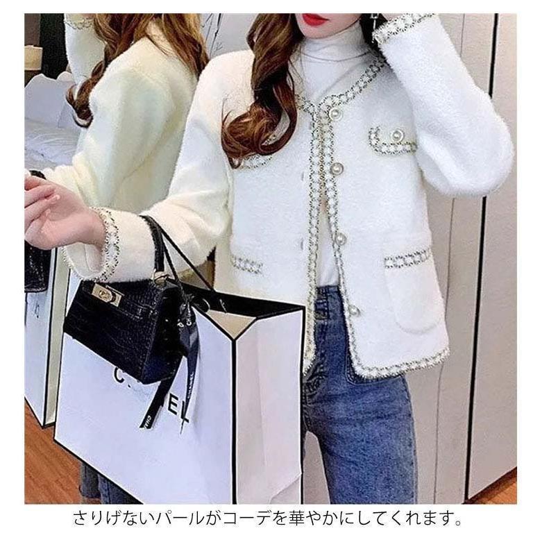 ツイードジャケット風 カーディガン レディース アウター ふわふわ ニットカーディガン ジャケット 羽織り 春 秋 冬 暖かい 可愛い 長袖 フォーマ | ブランド登録なし | 08