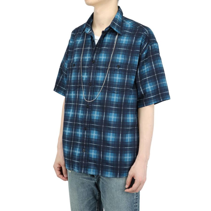 60%OFF】Oldmans Check Denim Necklace S/S Work SH (2106-5002 