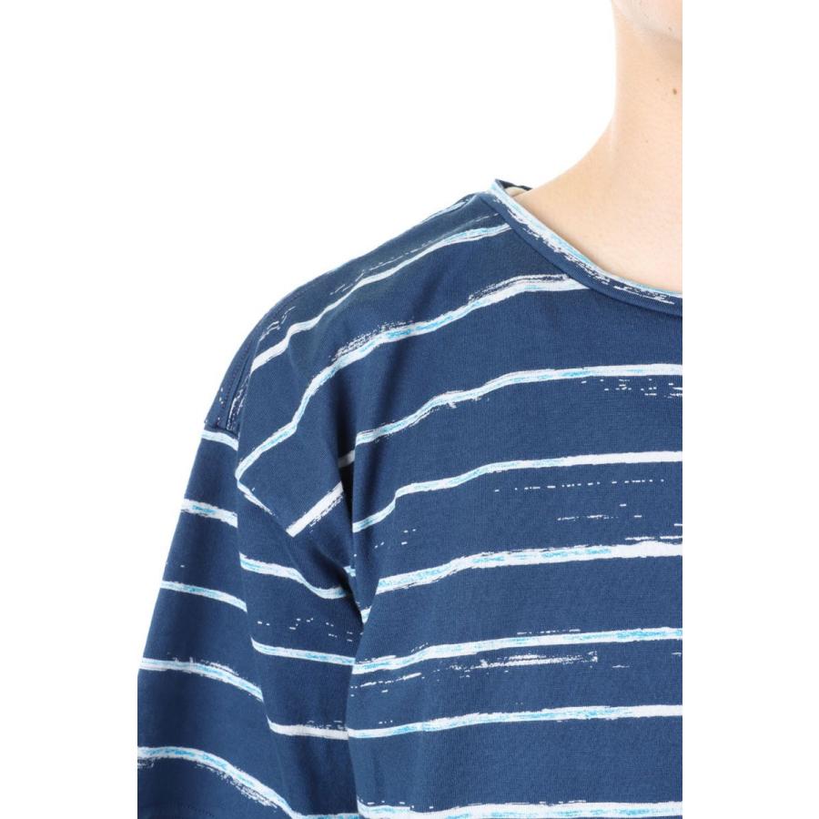 PORTER CLASSIC ARTIST BORDER T-SHIRT / NAVY (PC-006-1881