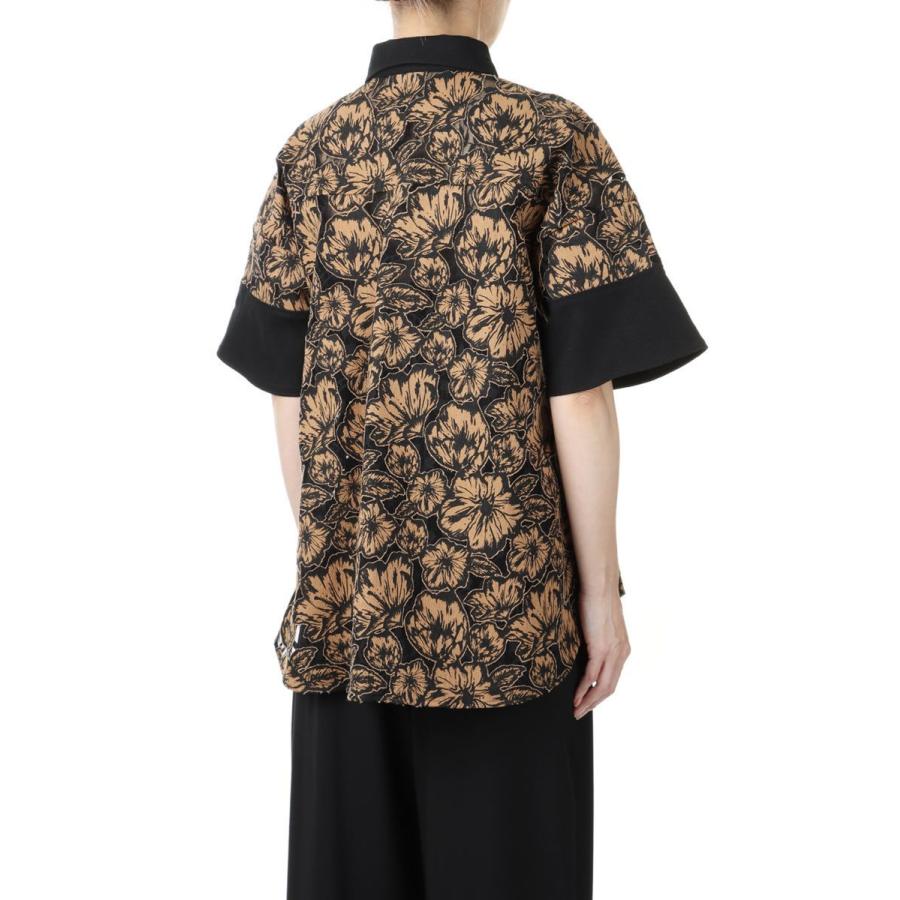 【SALE / 40%OFF】Flower Lace Flare Shirt -CAMEL LACE(E22SS/T-02) EBONY(エボニー)