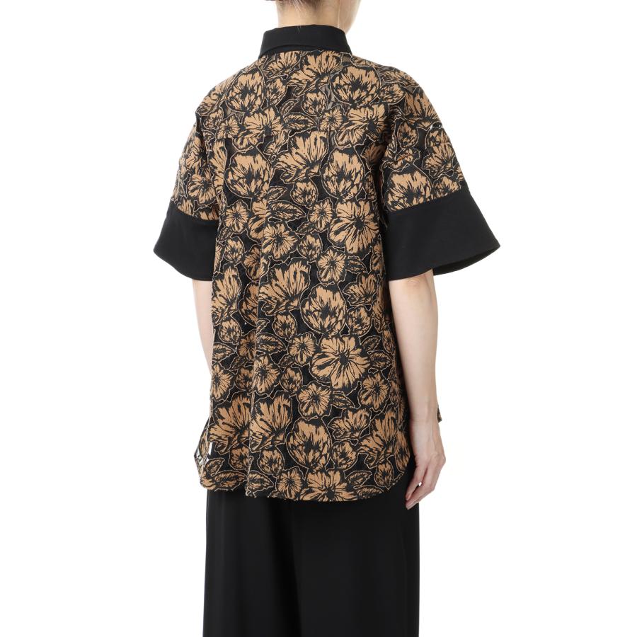 【P10倍】【SALE】Flower Lace Flare Shirt -CAMEL LACE(E22SS/T-02) EBONY(エボニー) | EBONY | 02
