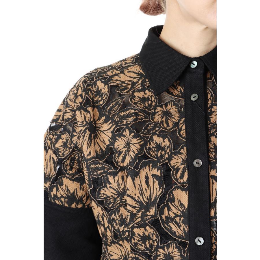 【SALE / 40%OFF】Flower Lace Flare Shirt -CAMEL LACE(E22SS/T-02) EBONY(エボニー)