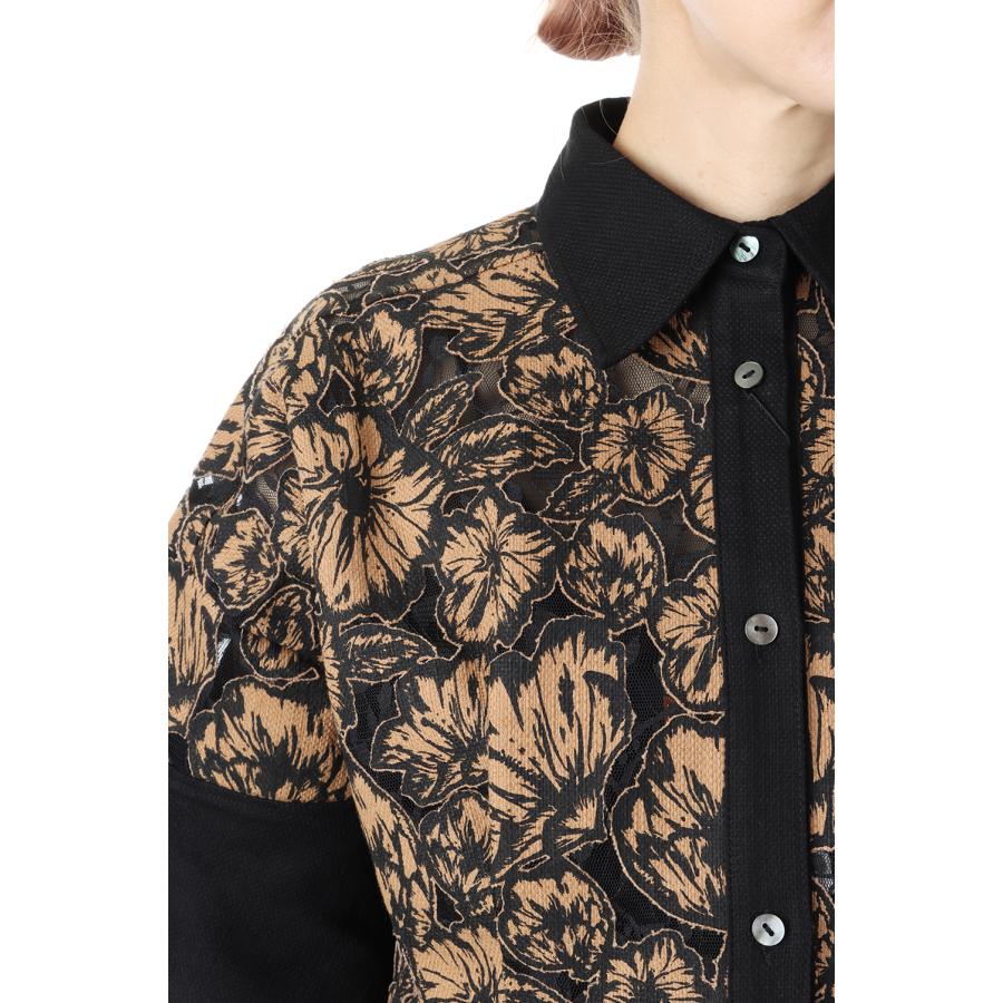 【P10倍】【SALE】Flower Lace Flare Shirt -CAMEL LACE(E22SS/T-02) EBONY(エボニー) | EBONY | 03