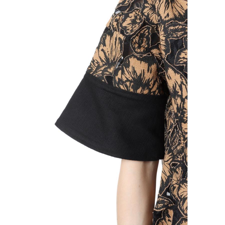 【SALE / 40%OFF】Flower Lace Flare Shirt -CAMEL LACE(E22SS/T-02) EBONY(エボニー)