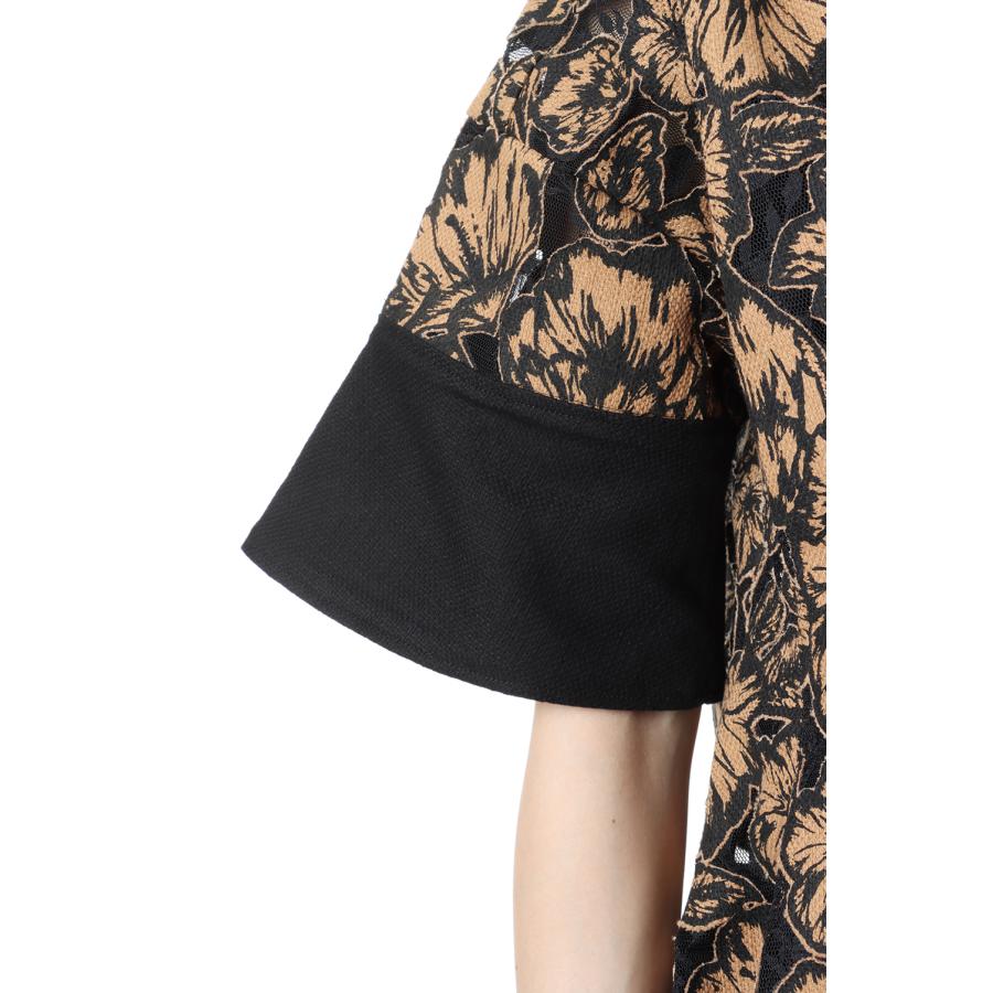 【P10倍】【SALE】Flower Lace Flare Shirt -CAMEL LACE(E22SS/T-02) EBONY(エボニー) | EBONY | 04