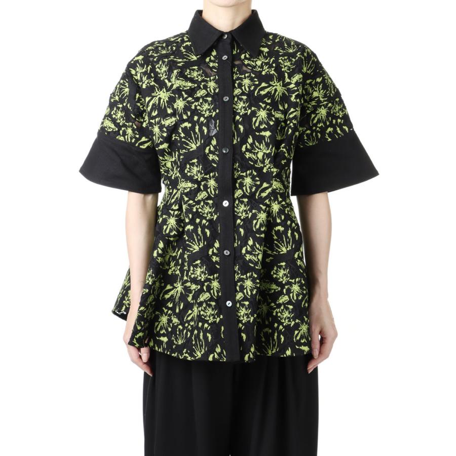 【P5倍 / SALE】Flower Lace Flare Shirt -BLACK MIX(E22SS/T-02) EBONY(エボニー) | EBONY