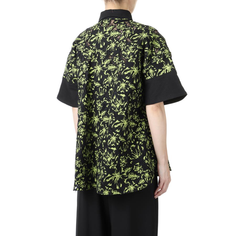 【P10倍】【SALE】Flower Lace Flare Shirt -BLACK MIX(E22SS/T-02) EBONY(エボニー) | EBONY | 02