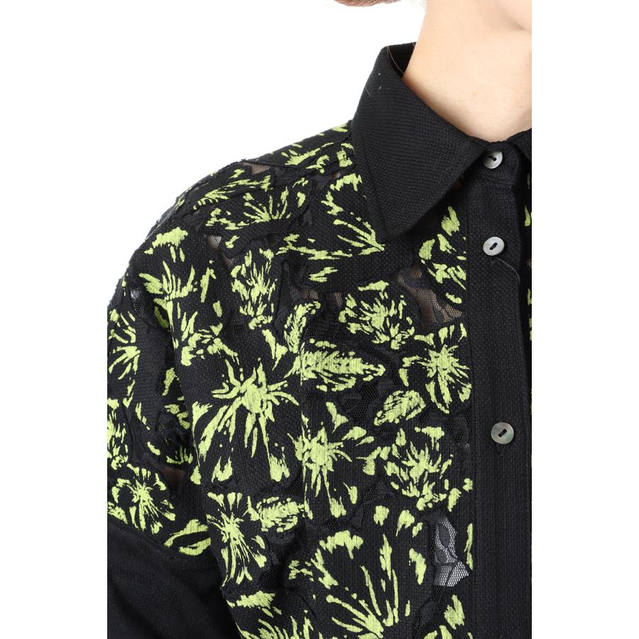 【P10倍】【SALE】Flower Lace Flare Shirt -BLACK MIX(E22SS/T-02) EBONY(エボニー) | EBONY | 03