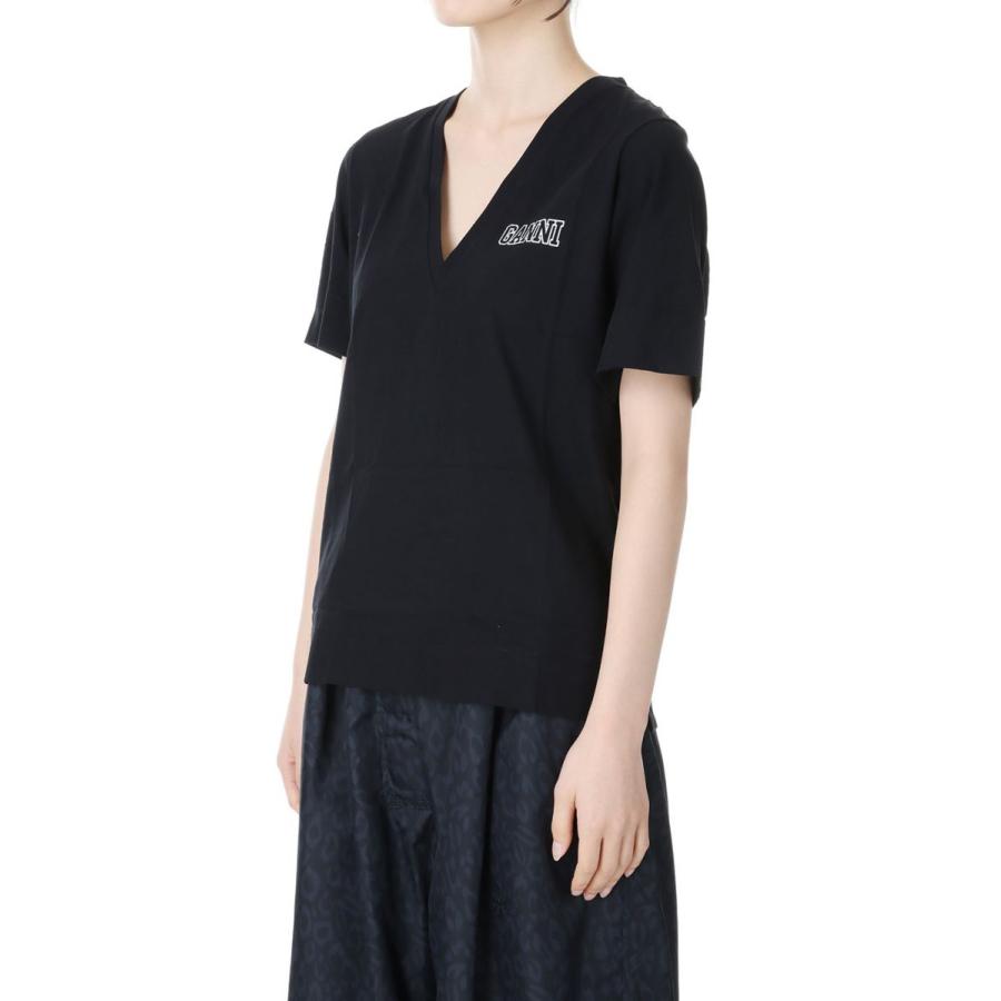 【SALE / 30%OFF】Thin Software Jersey V-neck T-shirt -Black (T3201) GANNI(ガニー)