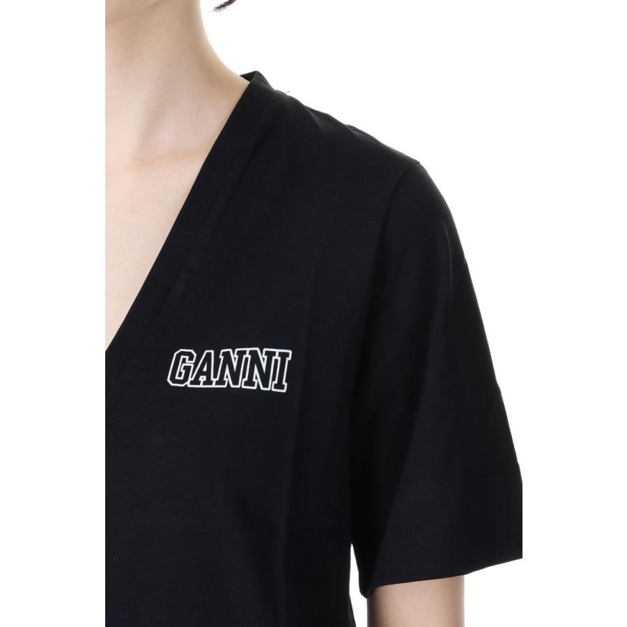 【SALE / 30%OFF】Thin Software Jersey V-neck T-shirt -Black (T3201) GANNI(ガニー)