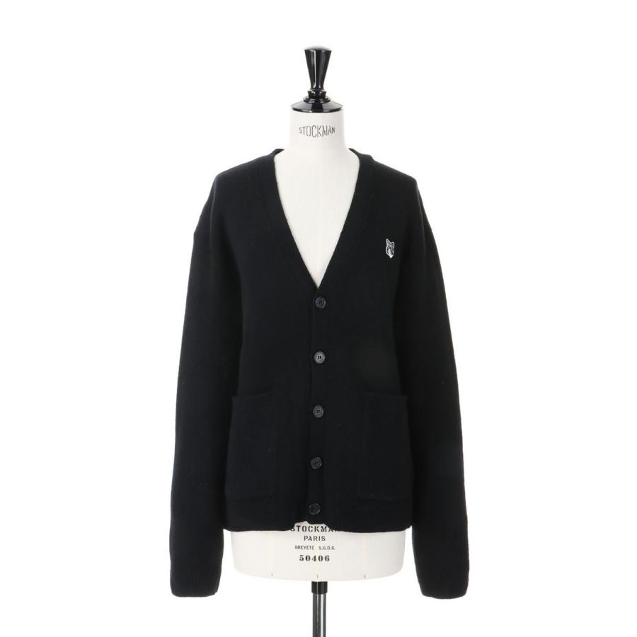 GREY FOX HEAD PATCH RELAXED CARDIGAN -BLACK(JM00518KT1006) Maison Kitsune -Women-(メゾンキツネ) | 