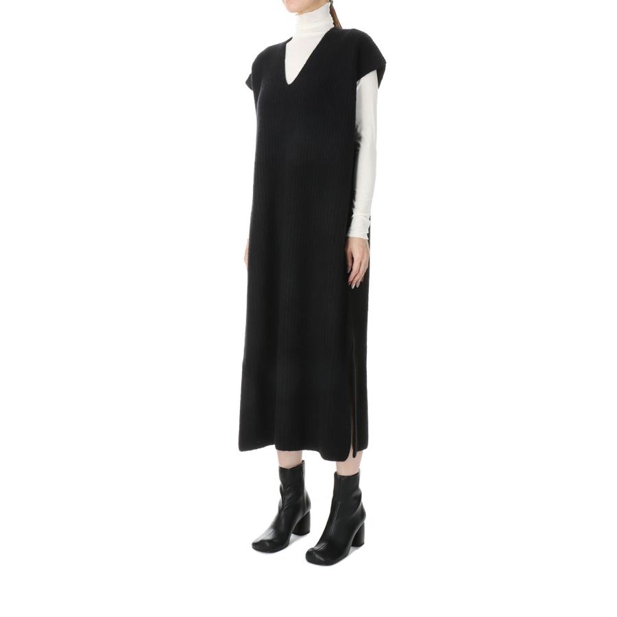 【P5倍 / SALE】5G single ridge knitting merino wool boucle v-neck one piece(SL7W-267) SLOANE(スローン) | SLOANE | 01