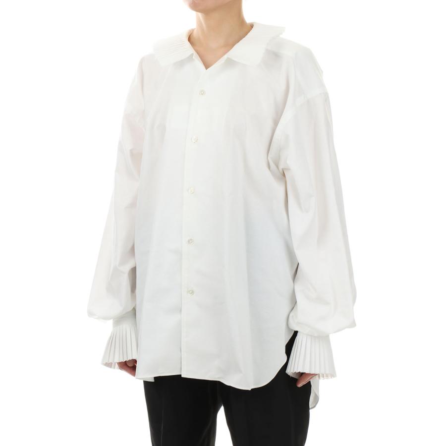 JUN MIKAMI 【P5倍 / SALE】PLEATS COLLAR OXFORD SHIRT -White (22AW