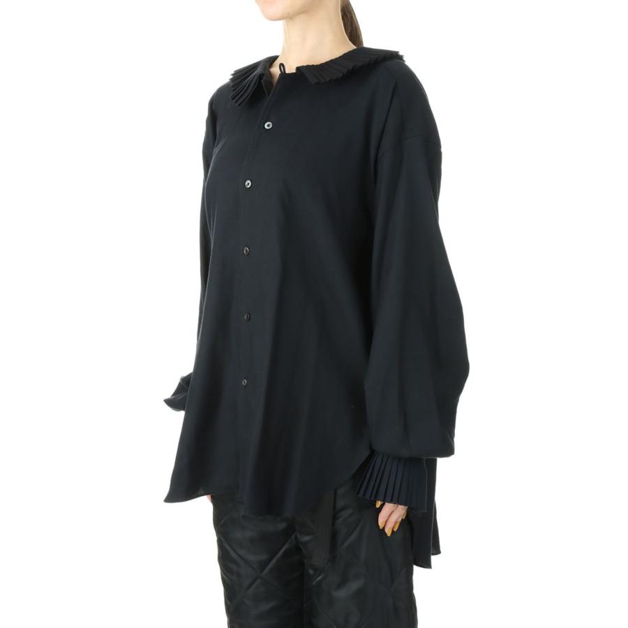 【P5倍 / SALE】PLEATS COLLAR WOOL BLEND SHIRT -Black (22AW-6H) Jun Mikami(ジュンミカミ) | JUN MIKAMI | 01