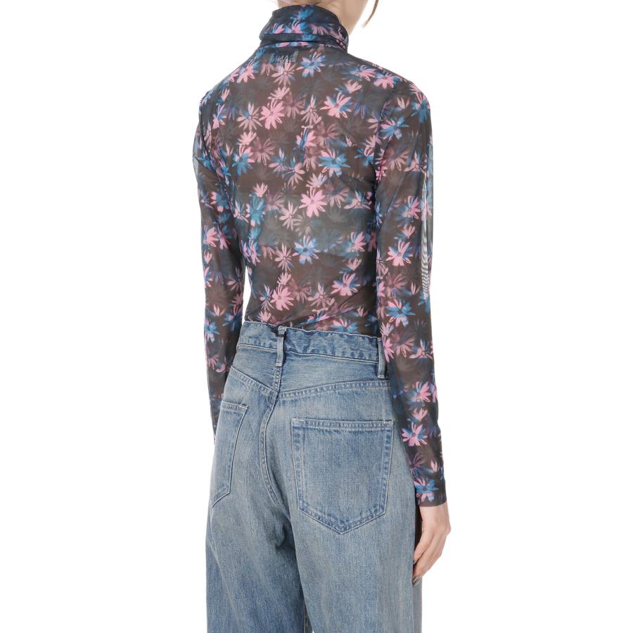 【P5倍 / SALE】Printed Mesh Long Sleeve Fitted Rollneck -Daisy Spray Lilac Sachet  (T3289) GANNI(ガニー) | GANNI | 02