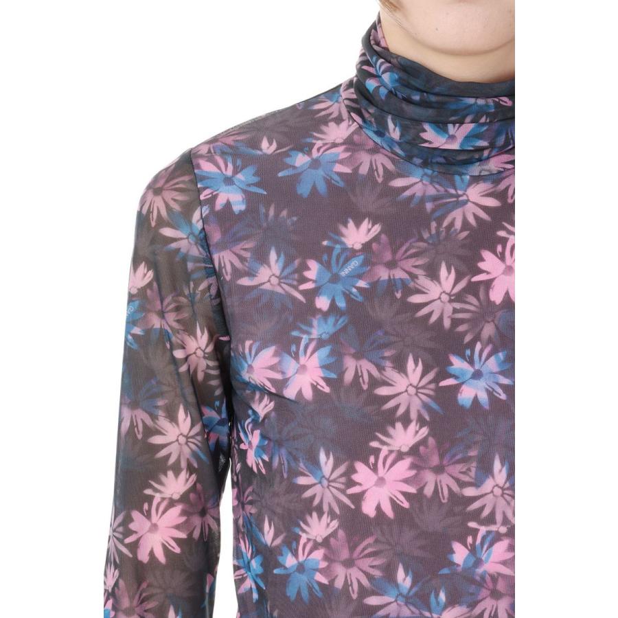 【SALE / 30%OFF】Printed Mesh Long Sleeve Fitted Rollneck -Daisy Spray Lilac Sachet  (T3289) GANNI(ガニー)