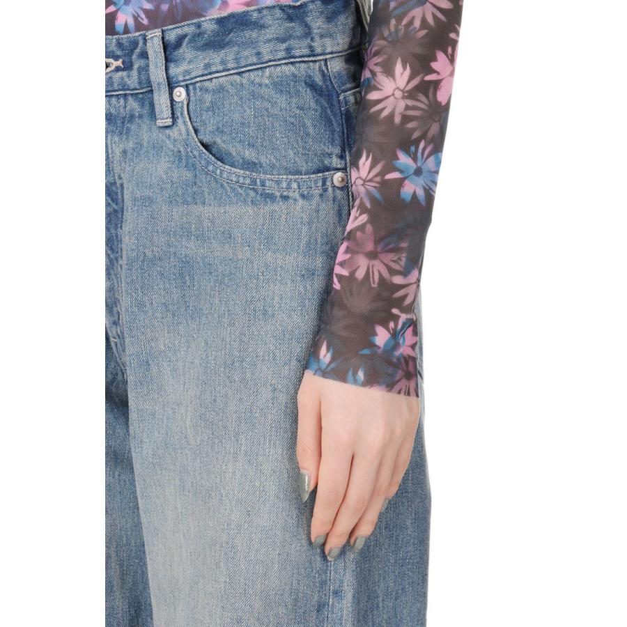 【SALE / 30%OFF】Printed Mesh Long Sleeve Fitted Rollneck -Daisy Spray Lilac Sachet  (T3289) GANNI(ガニー)