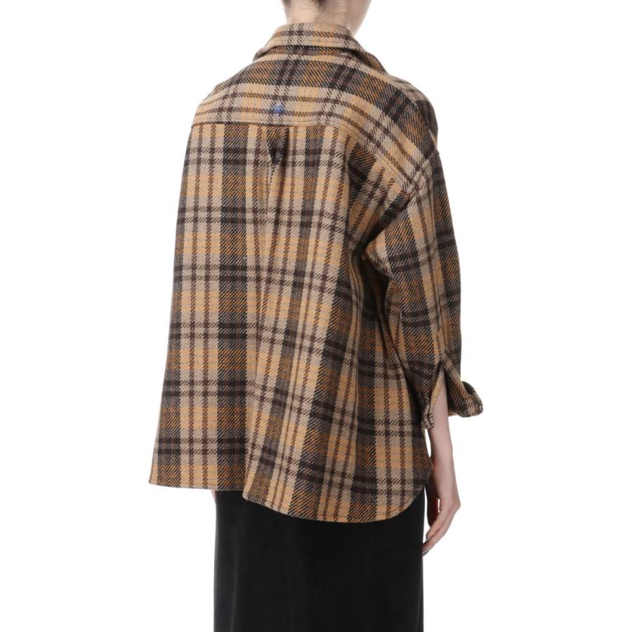 【P5倍 / SALE】Recycled bishou wool wide skipper shirt-BROWN(18RFATOP-01C) Bluebird Boulevard(ブルーバードブルバード) | BLUEBIRD BOULEVARD | 02