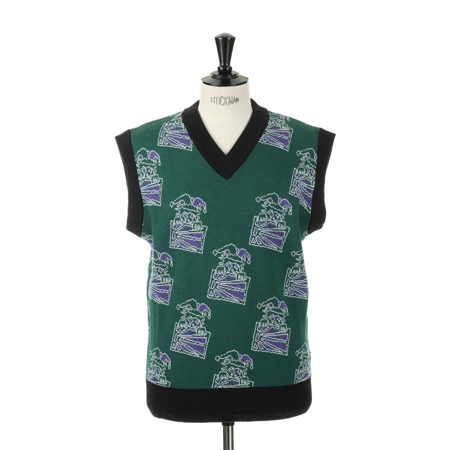 【P5倍】CLOWN SLEEVELESS JUMPER KNIT / GREEN RASSVET(ラスベート) | 