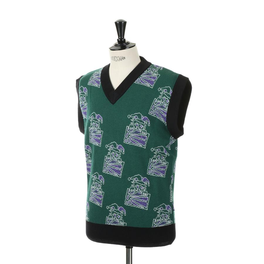 【P5倍】CLOWN SLEEVELESS JUMPER KNIT / GREEN RASSVET(ラスベート) |  | 01