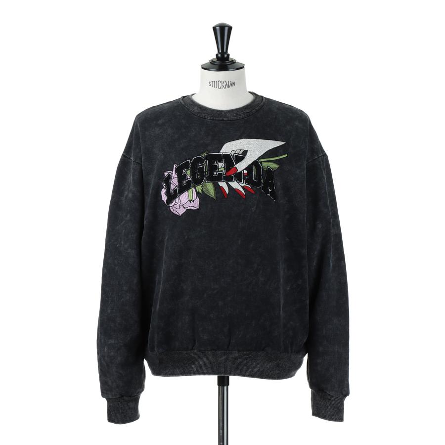 Acid-Wash Hand Rose Sweat Shirts -BLACK x PURPLE(LEC1171) LEGENDA(レジェンダ) | LEGENDA