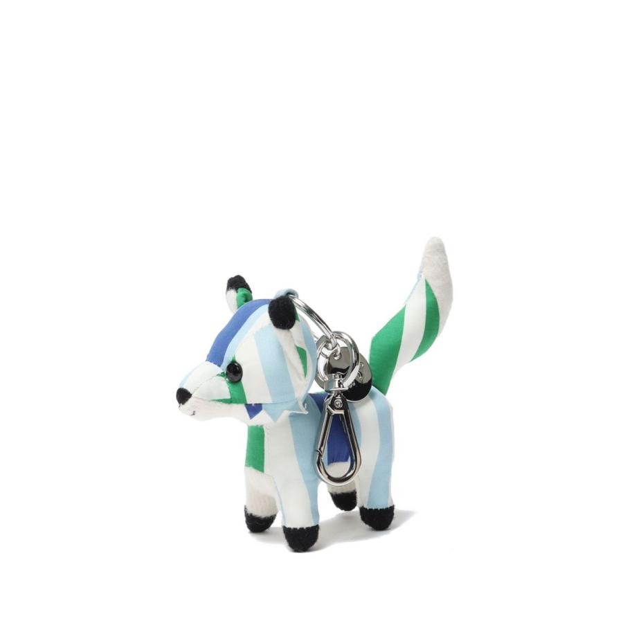 【SALE】SMALL STRIPES FOX BAG CHARM -BLUE GREEN STRIPE(KU06903WC2028) Maison Kitsune -Women-(メゾンキツネ) | 