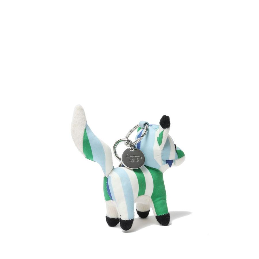 【SALE】SMALL STRIPES FOX BAG CHARM -BLUE GREEN STRIPE(KU06903WC2028) Maison Kitsune -Women-(メゾンキツネ) |  | 01