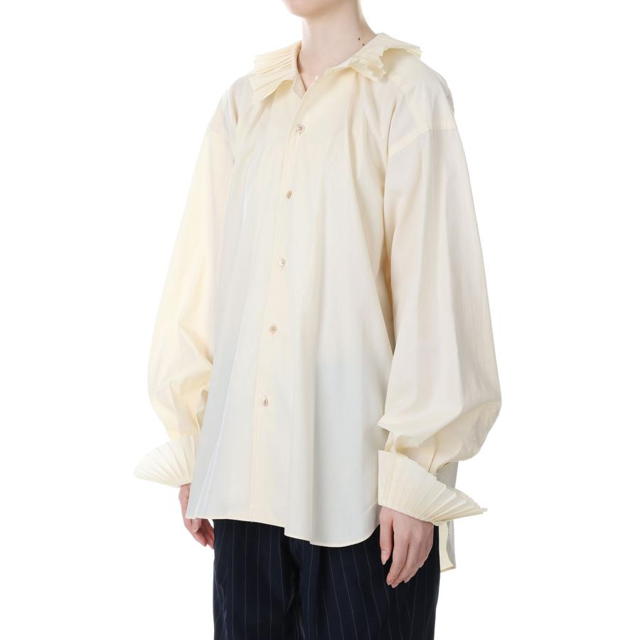【P5倍 / SALE】PLEATS  COLLAR SHIRT -Cream (23SS-11-H) Jun Mikami(ジュンミカミ) | JUN MIKAMI | 01