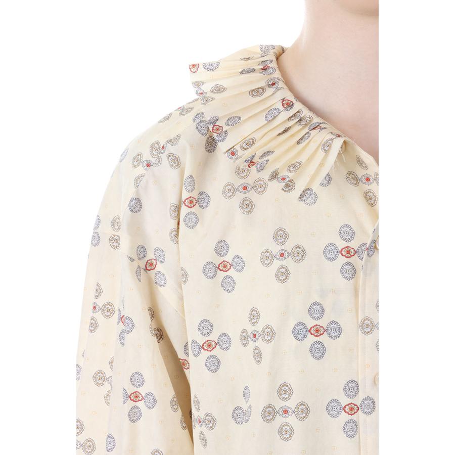 【P5倍 / SALE】PRINT PLEATS COLLAR SHIRT -Red x Cream (23SS-15-H) Jun Mikami(ジュンミカミ) | JUN MIKAMI | 03