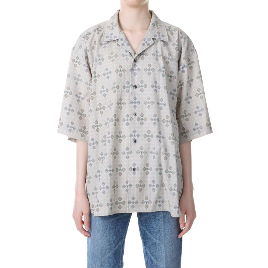 【P5倍 / SALE】PRINT HALF SLEEVE SHIRT -Green x Gray (23SS-17-H) Jun Mikami(ジュンミカミ) | JUN MIKAMI