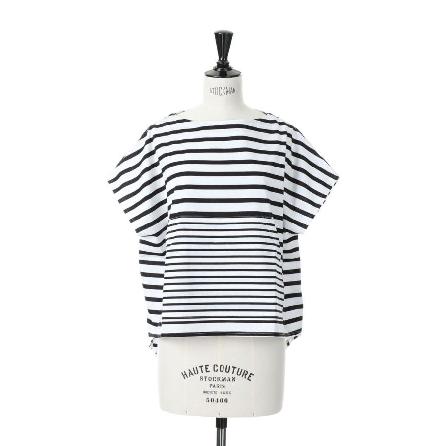 【P5倍 / SALE】Dry touch jersey border wide top-WHITE×BLACK（19RCSTOP-06C） Bluebird Boulevard(ブルーバードブルバード) | BLUEBIRD BOULEVARD