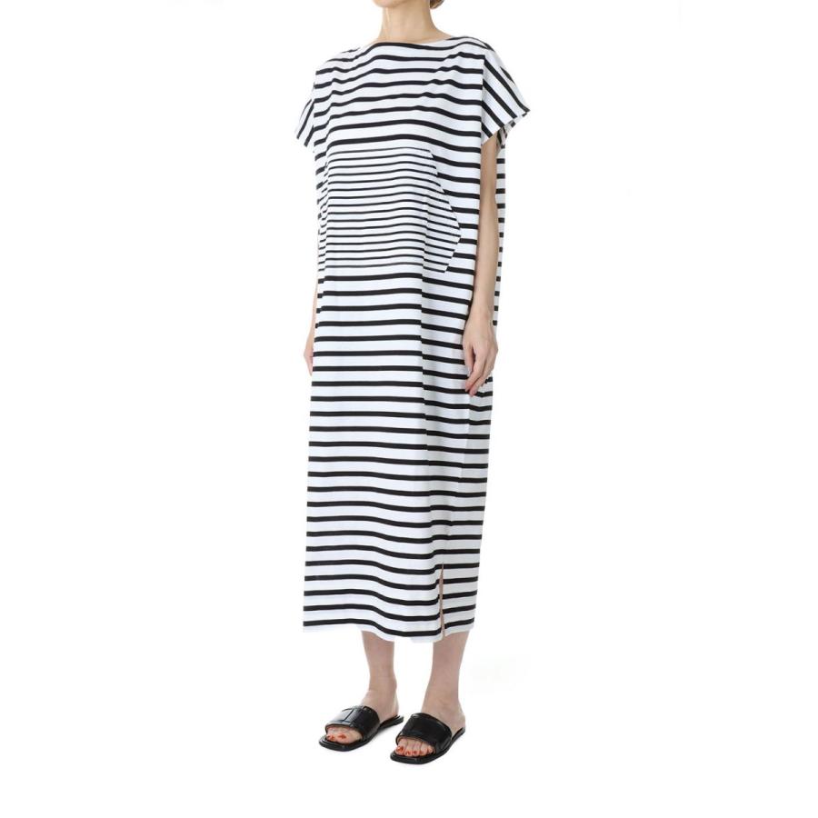 【P5倍 / SALE】Dry touch jersey border dress-WHITE×BLACK（19RCSDRE-09C） Bluebird Boulevard(ブルーバードブルバード) | BLUEBIRD BOULEVARD | 01