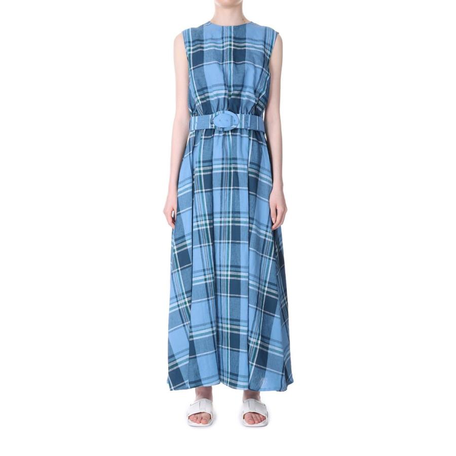 【SALE】Tartan French Linen Maxi Dress（19RFADRE-08C-B） Bluebird Boulevard(ブルーバードブルバード) | BLUEBIRD BOULEVARD