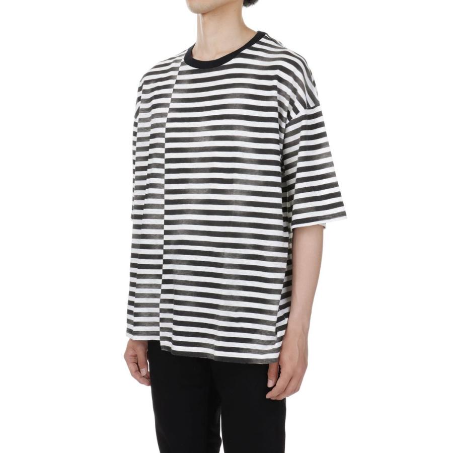 【P5倍 / SALE】Hazy Border Uneven Loose T-SH / 07 WHT (2306-6001) Minedenim(マインデニム) | MINEDENIM | 01